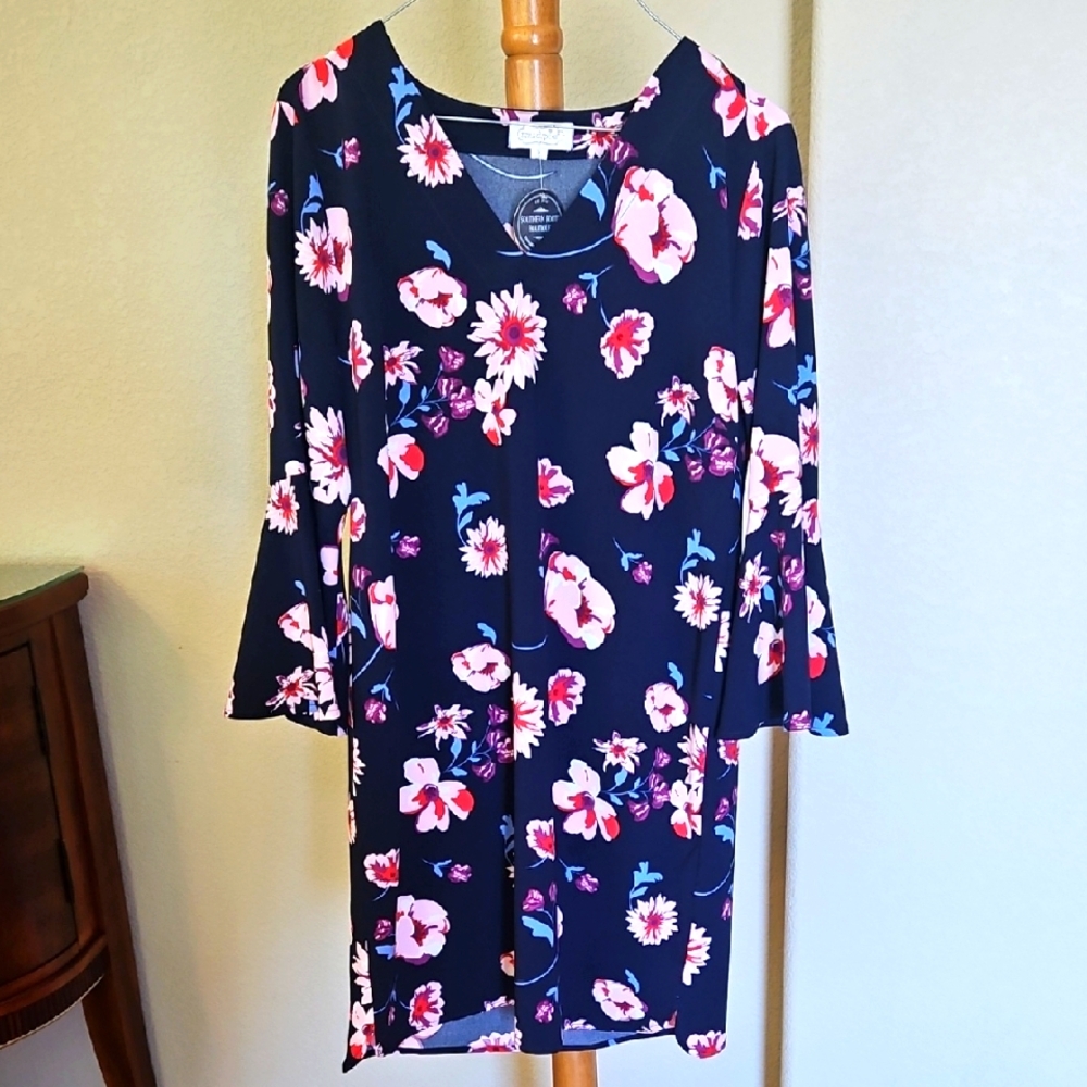 NWT Mud Pie Blue A-Line Bell Sleeve Dress, Small